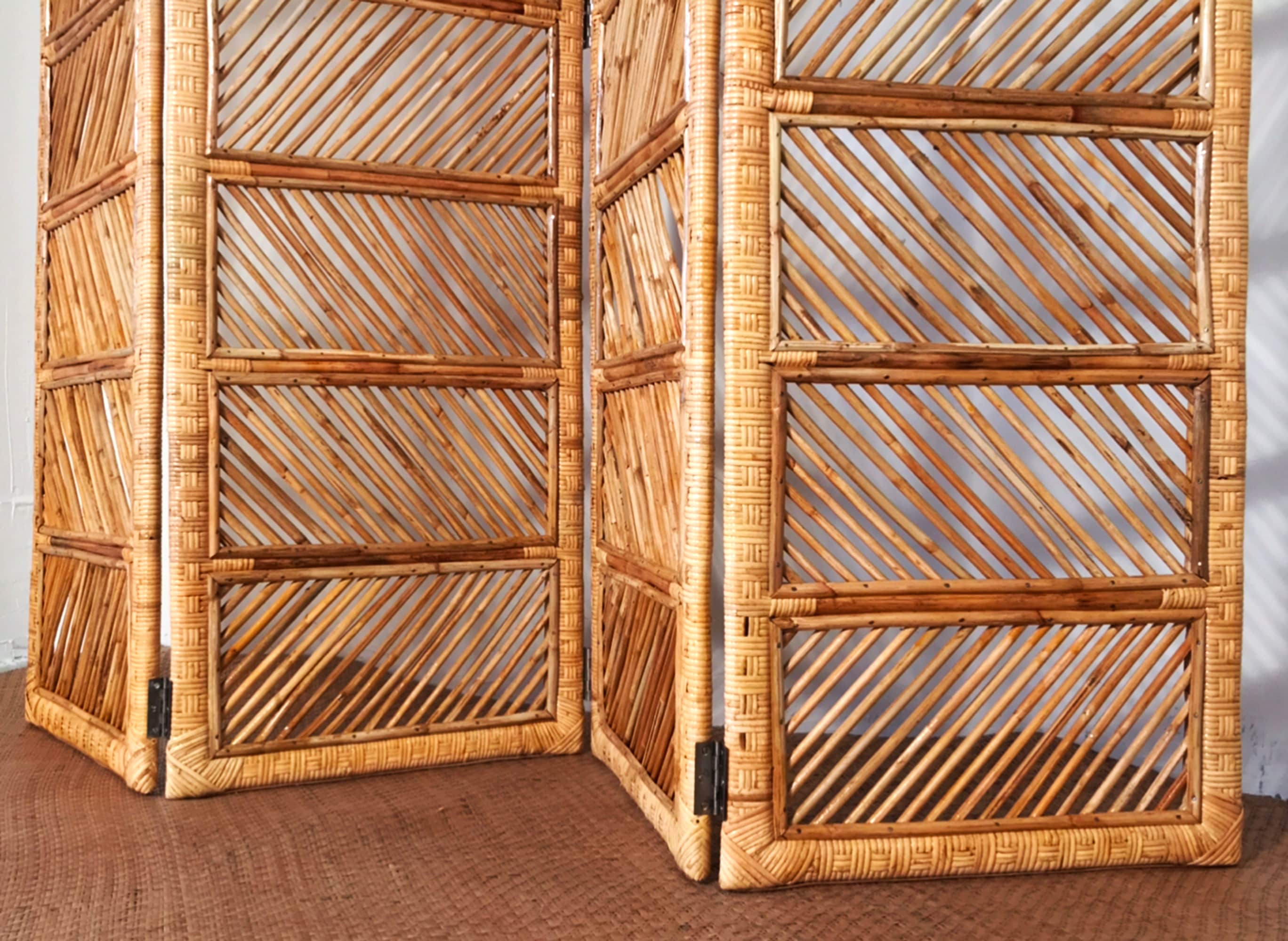 Handmade Rattan room divider 4 fold rattan cane partition 4 Etsy