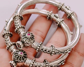 Amazing Antique 925 Sterling Silver Handmade Beautiful Fine Work Unique Cuff Bracelet Bangle For Women/'s Ruby Gemstone Cuff Bangle W-107
