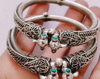 Amazing Antique 925 Sterling Silver Handmade Beautiful Fine Work Unique Cuff Bracelet Bangle For Women/'s Ruby Gemstone Cuff Bangle W-107
