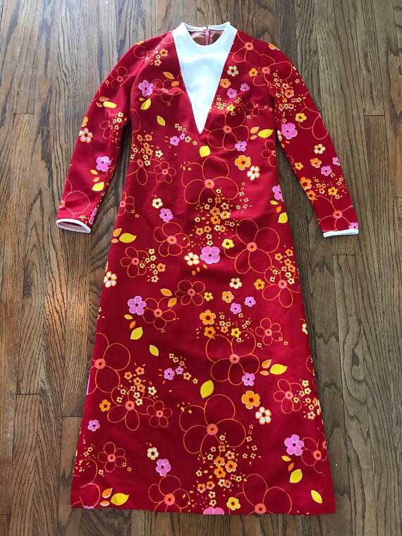 Vintage 60s 70s Floral Flowers Mod Gogo Boho Disco
