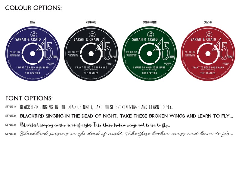 personalised vinyl record print vinyl lyrics print record etsy