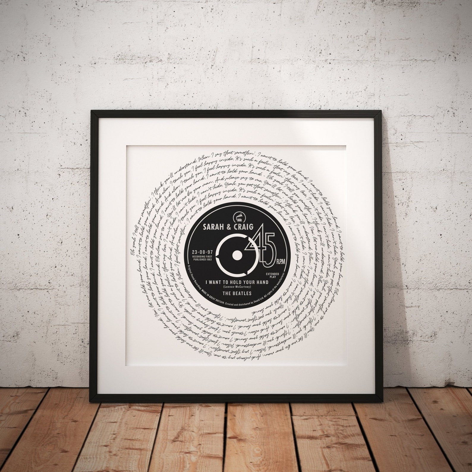 Personalised Vinyl Record Print / Vinyl Lyrics Print / Record Lyrics