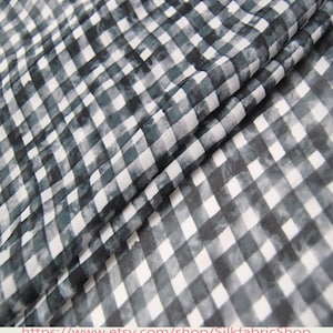 Lattice 100% Pure Silk Chiffon Print Black Fabric Width 43 inch