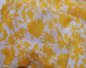 Floral Print White Silk Cotton Blend Fabric ,Width 54 inch,By The Yard/Meter