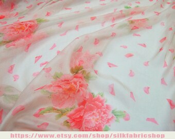 100% Pure Silk Chiffon Printed Fabric – Aztec Pattern – 54" Wide – Sold By Yard