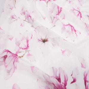New Style Silk Fabric，Floral Print White Silk Crepe de Chine Fabric,Width 55 inch,By The Yard/Meter,Silk Crepe Fabric