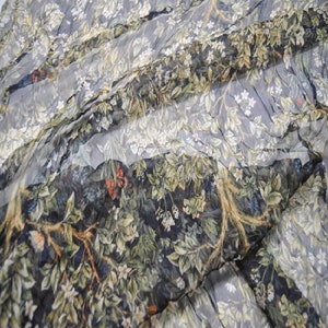 Jungle Green Leaves 100% Pure Silk Chiffon Floral Print Fabric ,Width 53 inch