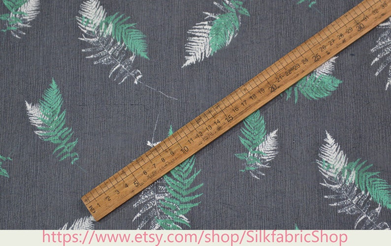 Tropical Leaves Botanical Floral Print Silk Georgette Dark Blue Fabric\uff0c Width 53 inch