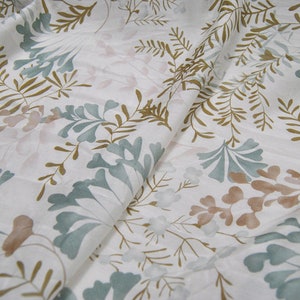 Floral Print White Silk Cotton Blend Fabric, Width 54 inch,By The Yard/Meter Print Silk Fabric