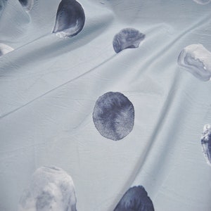 By The Yard/By The Meter Silk Fabric,Big Polka Dots Print Blue Lacquer Silk Cotton Blend Fabric ,Width 54 inch