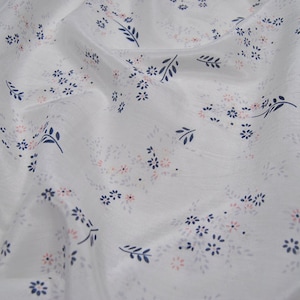 Floral Print White Silk Cotton Blend Fabric Width 54 inch,Silk Cotton Shirt Dress Cheongsam Mulberry Silk Clothing Fabric