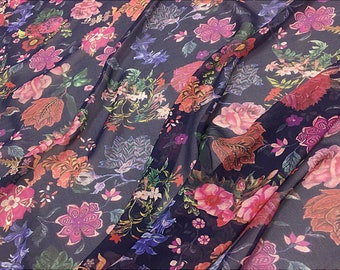 Floral Print Silk Georgette Pink Fabric Width 44 Inch - Etsy