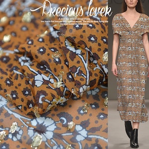 By The Yard/Meter,Leopard Print Flower Retro Style Collection Print ,Silk Georgette Black Fabric ,Width 53 inch