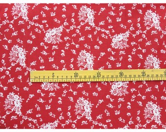 Floral Print Red Silk Cotton Blend Fabric Width 53 inch