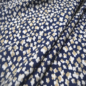 Silk Cotton Blend Fabric ,Flower Tree Print Dark Blue Silk Cotton Blend Print Fabric ,Fabrics In The Yard, Width 54 inch