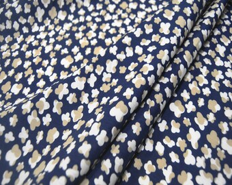 Silk Cotton Blend Fabric ,Flower Tree Print Dark Blue Silk Cotton Blend Print Fabric ,Fabrics In The Yard, Width 54 inch