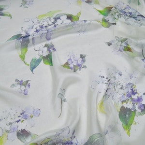 Stampa floreale Silk Chiffon White Fabric, larghezza 54 pollici, tagliato a misura / By The Meter Silk Fabric
