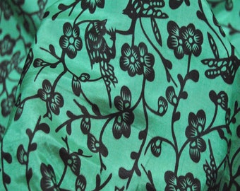 Silk Cotton Blend Fabric ,Silk Cotton Blend Flowers Print Green Fabric ,Fabrics In The Yard, Width 55 inch