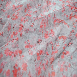 By The Yard/Meter,Plum Blossom Flower Print Retro Style Collection Silk Fabric,Silk Georgette Fabric ,Width 54 inch