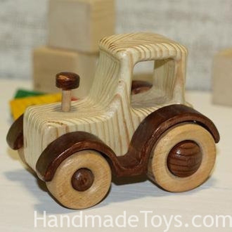 Wooden toy tractor