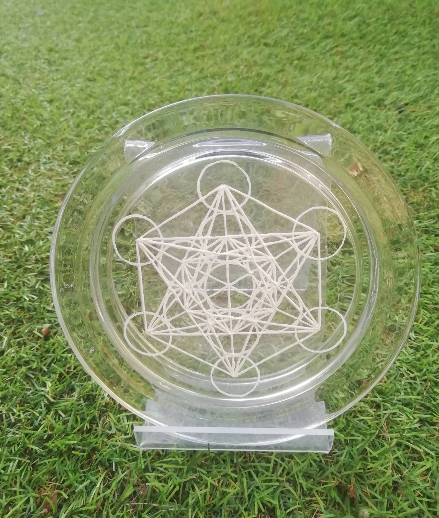 Sous Verre -Support Rond en Motif Metatron 10cm de Diamètre Interieur Ideal Pour Poser Le Sachet Thé