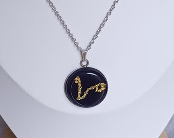 Pisces pendant sign of the zodiac tropical astrology the constellation is hand painted on glass placed on silver or gold steel