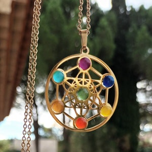 Pendentif Metatron En Acier Argenté - Collier Chakra - Neuf Avec étiquettes