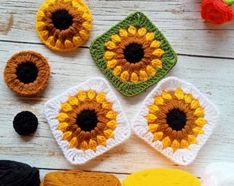 Gehäkelte Oma Quadrat Sonnenblume PDF Muster - Instant Download