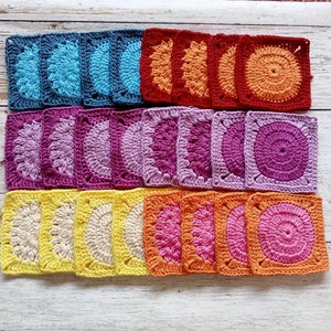 Lotto di 24 pezzi Quadrati della nonna all'uncinetto fiore fatto a mano Colori misti