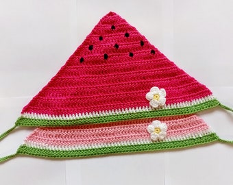 Easy Crochet Watermelon Bandana Pattern, PDF Pattern - Instant Download