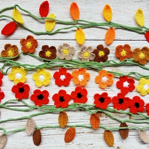Gehaakte slingerslinger, bloemen herfst herfstbladeren handgemaakt ambacht DIY