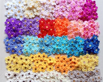 Handmade Crochet Flower Appliques, Multi-Color, 3cm (Set of 10, 20, 30, 40, 50, 100)