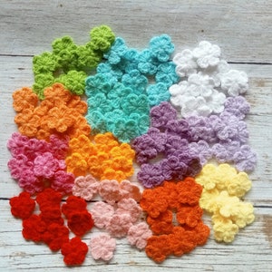 Set 50 pcs 2.5-3 cm Crochet mini flowers handmade multi-coloured for decoration milk cotton yarn