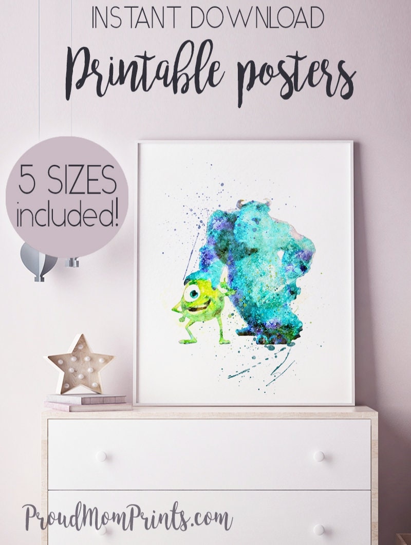 Monsters Inc Wall Art Print Poster Boo Monsters University Etsy