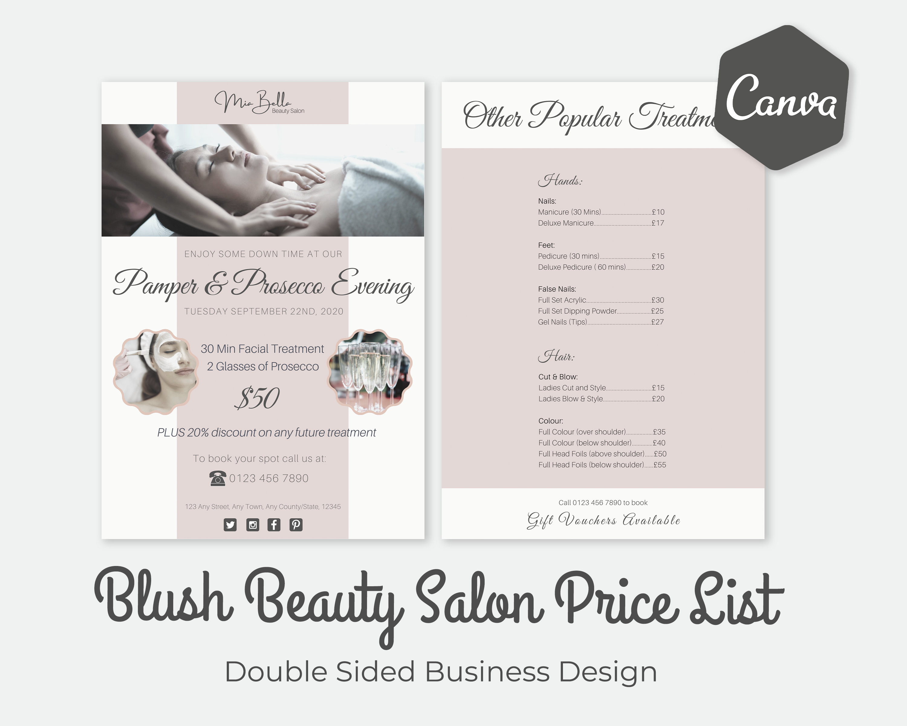 Stationery Templates Price list Custom menu Hair pricing flyer Ig