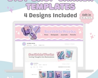 Etsy Order Receipt Banner Templates Canva, Editable Pastel Branding Kit for Etsy Sellers