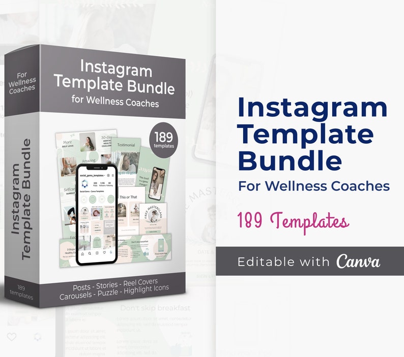 Instagram Template Bundle for Wellness Coaches, Life Coach Canva ...