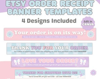 Etsy Bestelleingang Banner Vorlage Canva, bearbeitbares Pastell Branding Paket für Etsy Verkäufer