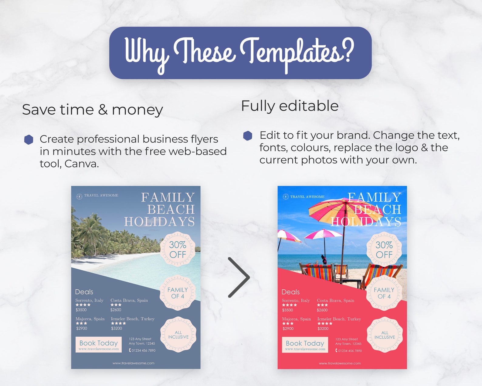 Travel Flyer Template Canva Travel Agency Flyer Business Etsy