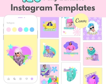 Colourful Instagram Posts & Stories | Editable Canva Templates | Small Business Branding Bundle