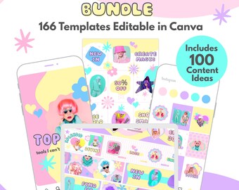 Canva Instagram Template Bundle | 166 Editable Social Media Posts, Reels, Stories, Puzzle & Carousels