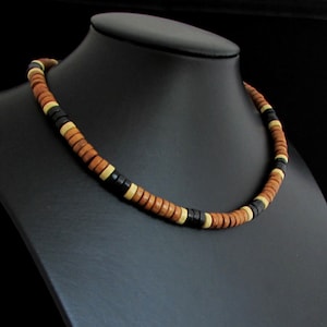 Handmade Wood choker necklace, Women Men Wooden necklace, Wood bead necklace, Surfer Wooden Necklace, Tribal Necklace, Wooden necklace