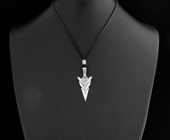 Men Pendant Leather Necklace, Men's Arrowhead Necklace, Unisex Women Men Necklace Adjustable,Surfer Necklace,Boho Necklace,Arrowhead Pendant