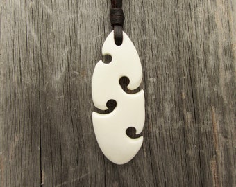 Collana con ciondolo in osso intagliato Maori, collana con ciondolo in pelle da uomo e donna, collana regolabile, collana da surfista, collana tribale, ciondolo Moana