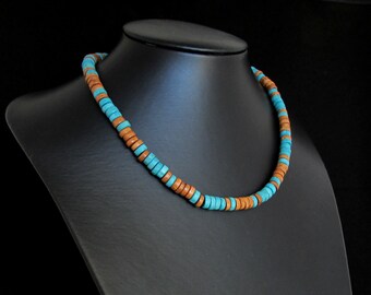 Collana girocollo in legno fatta a mano, collana in legno da uomo e da donna, collana di perline di legno, collana in legno da surfista, collana tribale, collana in legno