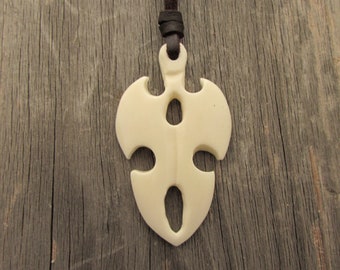 Collana con ciondolo in osso intagliato Maori, collana con ciondolo in pelle da uomo e donna, collana regolabile, collana da surfista, collana tribale, ciondolo Manaia