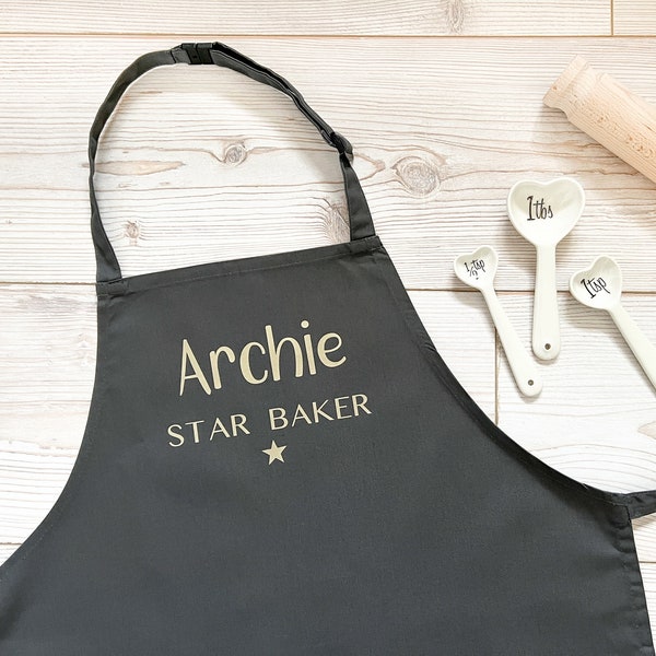 Personalised Children's Star Baker Apron, Unisex Baking Apron, Kids Craft Apron, Boys or Girls Cooking Apron, Lots of Colours