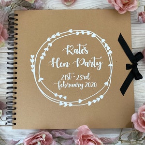 Personalised Hen Do Memory Book, Lots of Font Colours, Photo Book, Scrapbook, Bridal Shower Guest Book, Miss to Mrs Photo Book