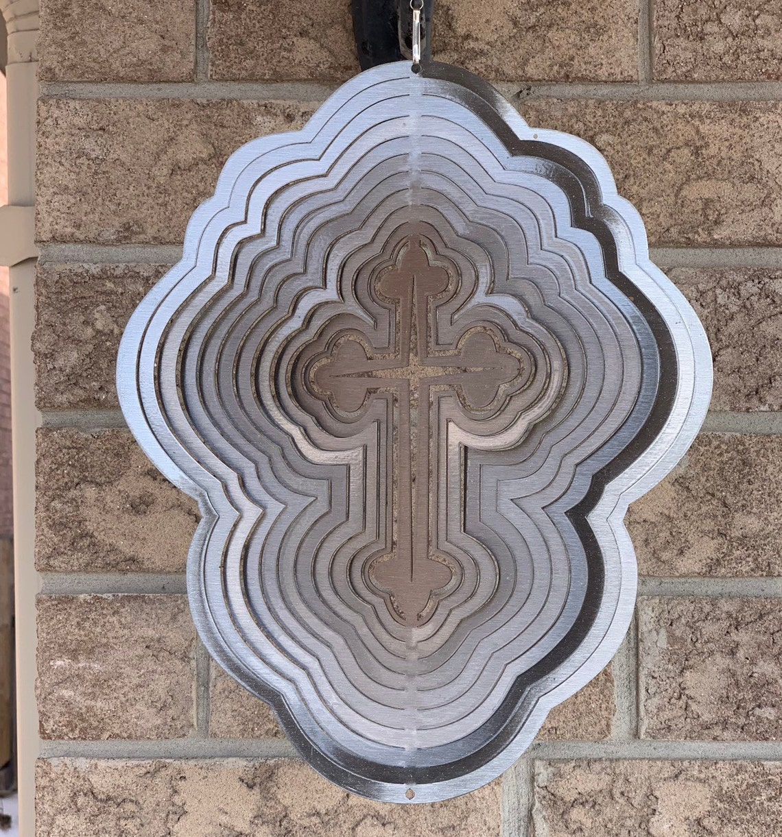 Silver Cross Wind Spinner Large Etsy