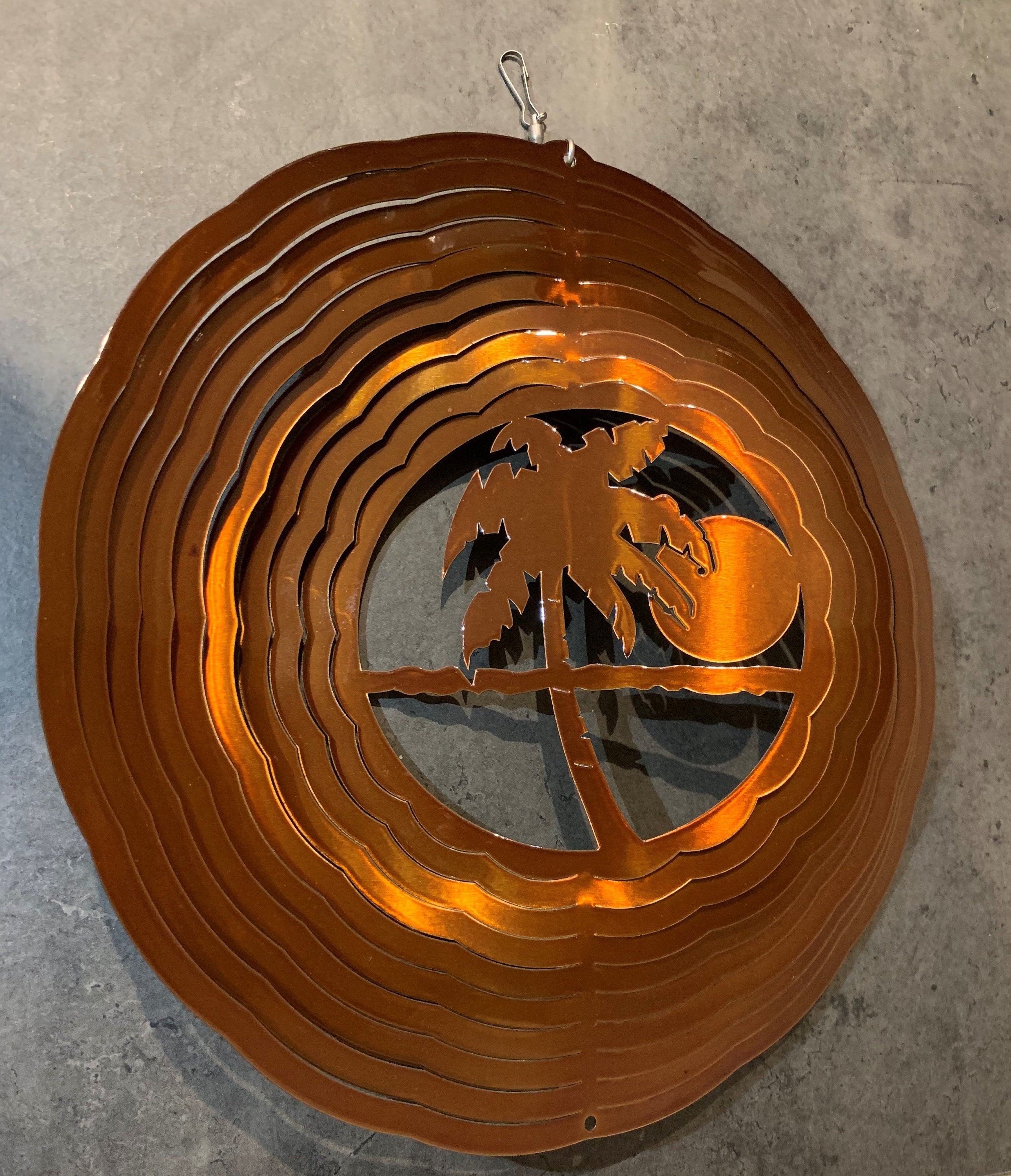 Orange Palm Tree Wind Spinner Large Etsy